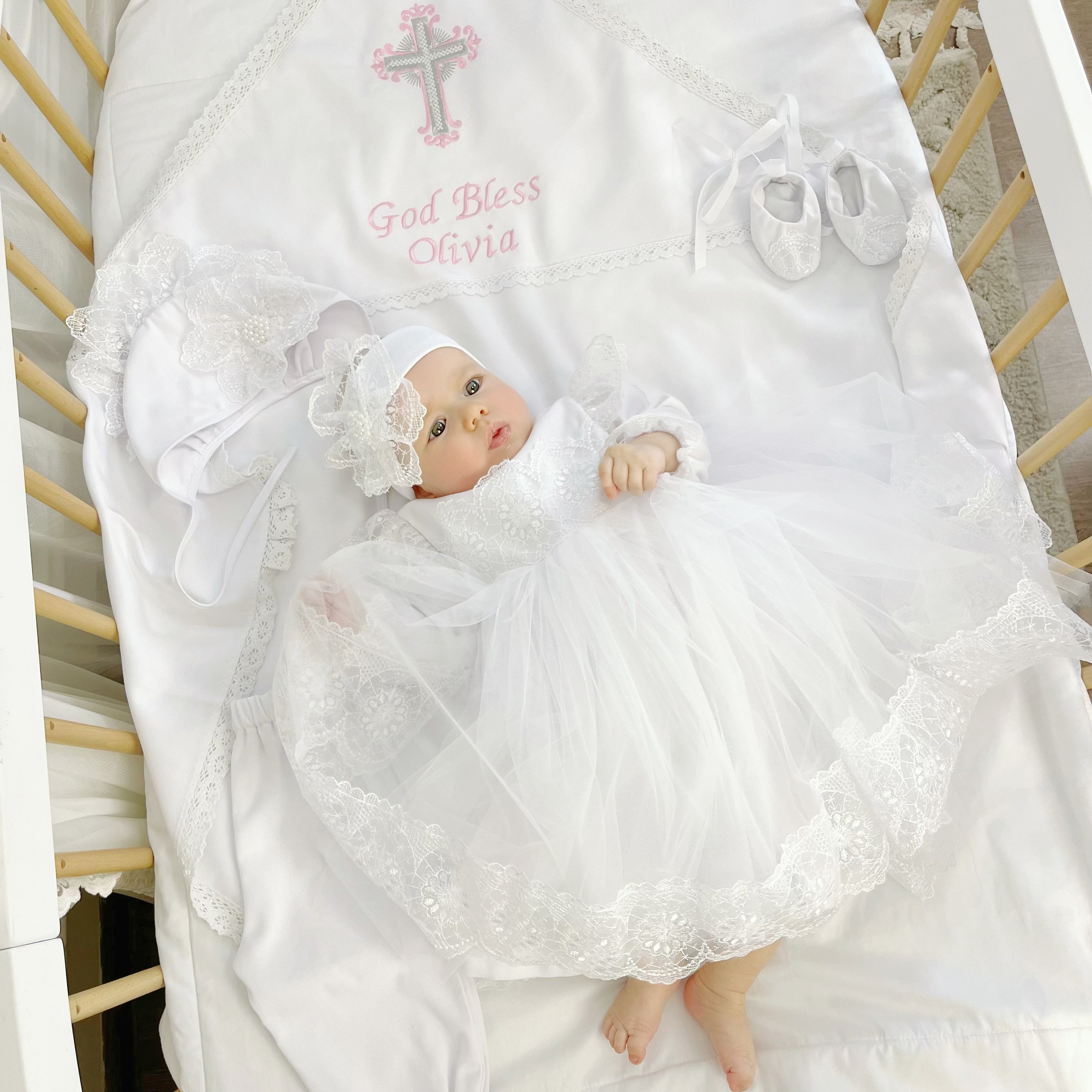 linen baptism dress Luxury Set for Baby Girl with Bonnet, Pants & Personalized Blanket – BAPTISM STUDIO UA Made with a cotton Color:Celeste Jaipur Floral FRIENDS40 Lovely Lilac Sweetheart Homecoming