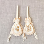 Christening Candle Set for Baby • Lace Baptism Candles • Handmade Orthodox Catholic Ceremony Candles