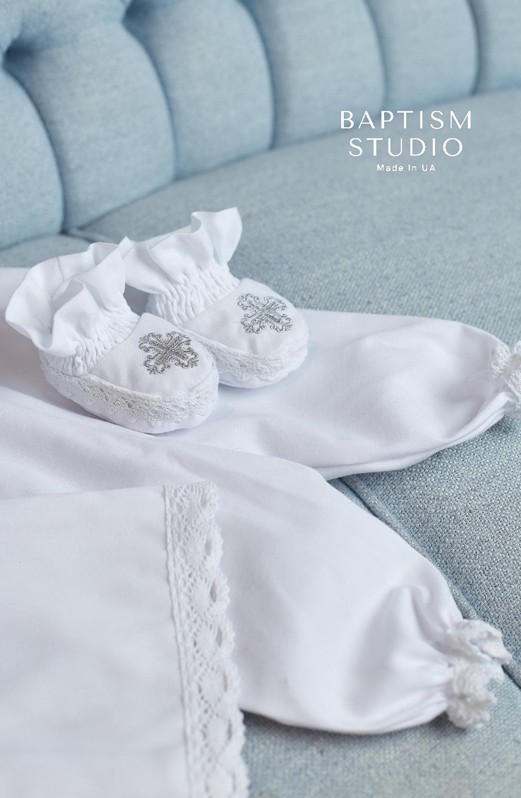 Baby Boy Christening Outfit – 4 Piece Baptism Set with Cross Embroidery