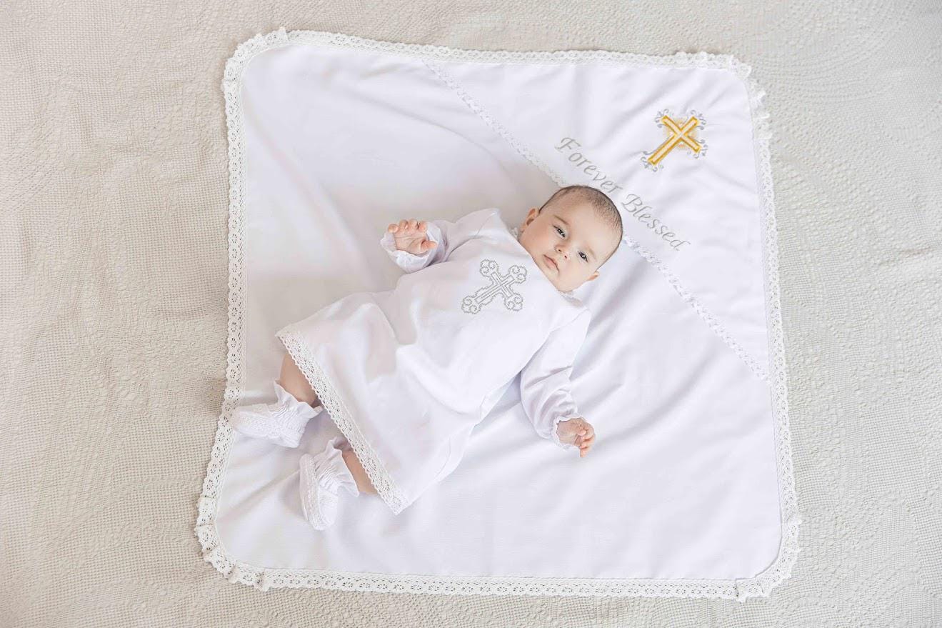 Baby Linen Baptism Outfit – Shirt, Pants, Booties & Bonnet Set