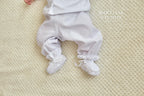 White Linen Baby Baptism Outfit with White Embroidery | Christening Set