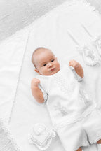 Linen Baby Boy Christening Set – Baptism Clothes with Blanket, Candle Covers & Accessories for Newborn Boy