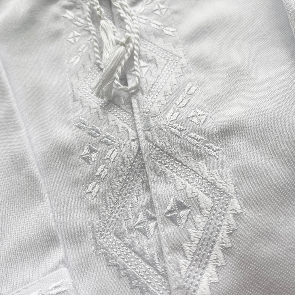 Linen Baby Baptism Outfit | White Christening Set | Embroidered Newborn Clothes | Unisex Dedication Gift | 4-Piece Baby Set