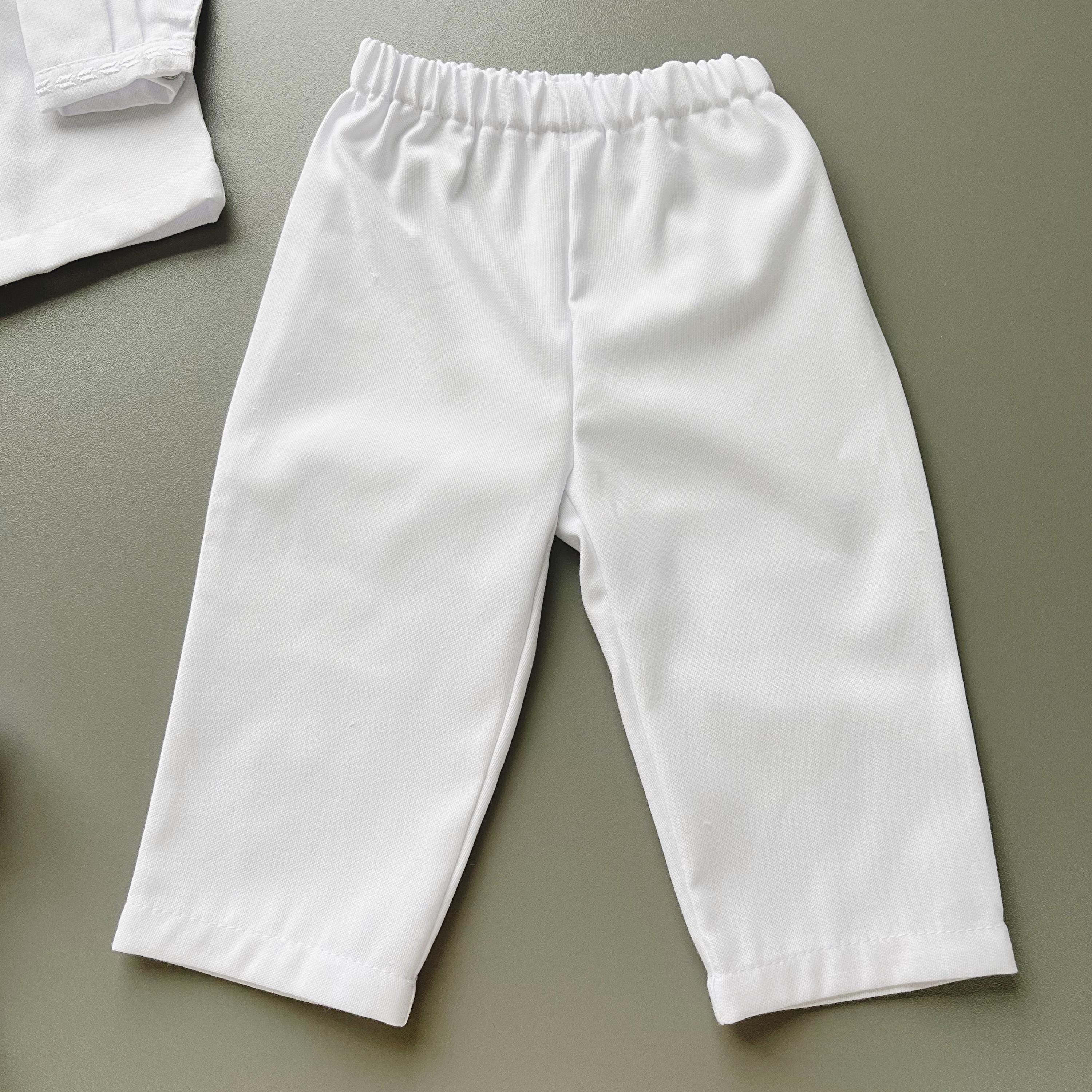 Linen Baby Baptism Outfit | White Christening Set | Embroidered Newborn Clothes | Unisex Dedication Gift | 4-Piece Baby Set