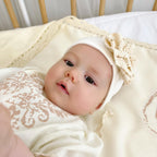 Complete Baptism Set for Baby Girl  – Linen & Velour