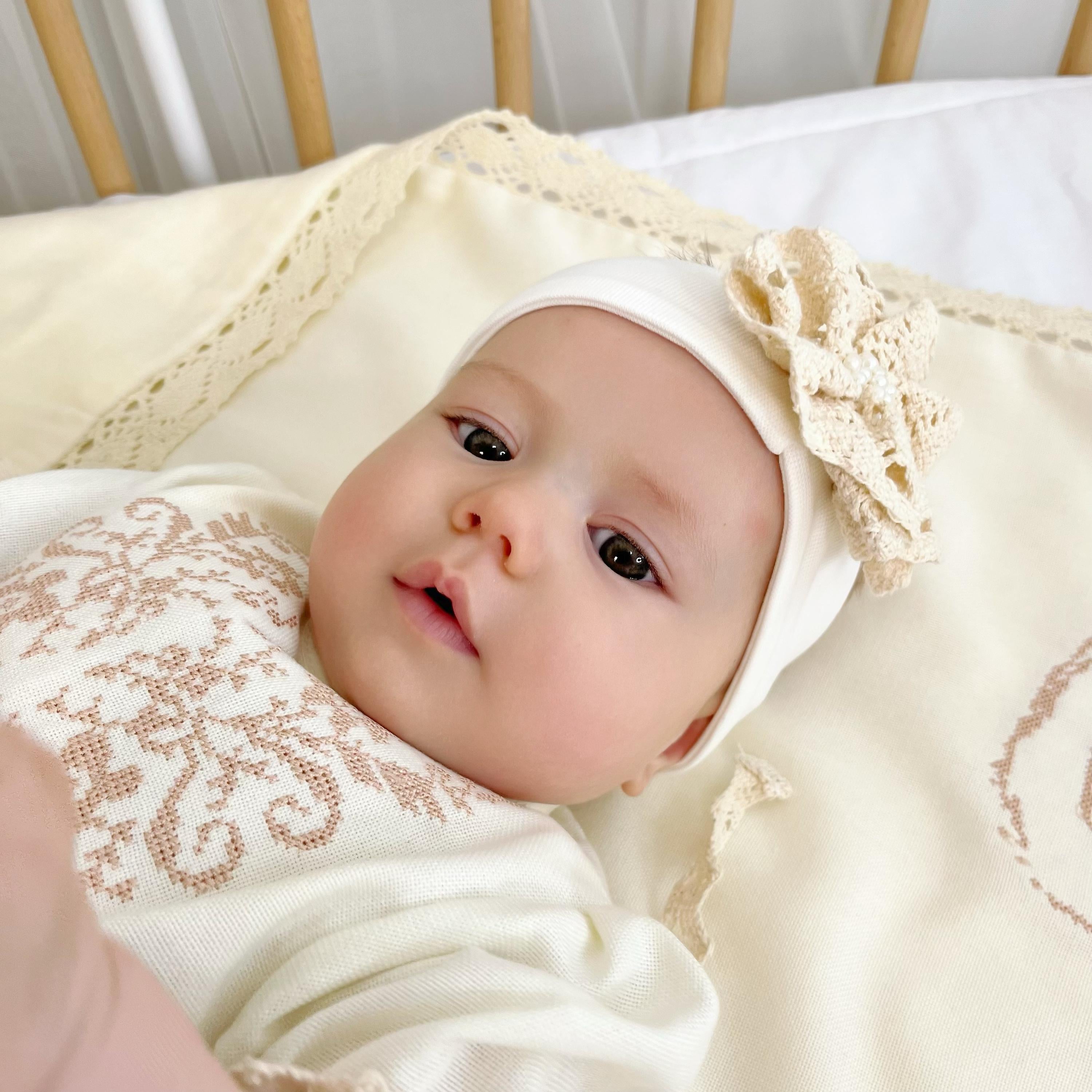 Complete Baptism Set for Baby Girl  – Linen & Velour