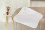 Personalized Linen Baptism Blanket – Lace Christening Shawl with Custom Embroidery