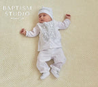 Linen baptism outfit for baby boy – 4-piece set