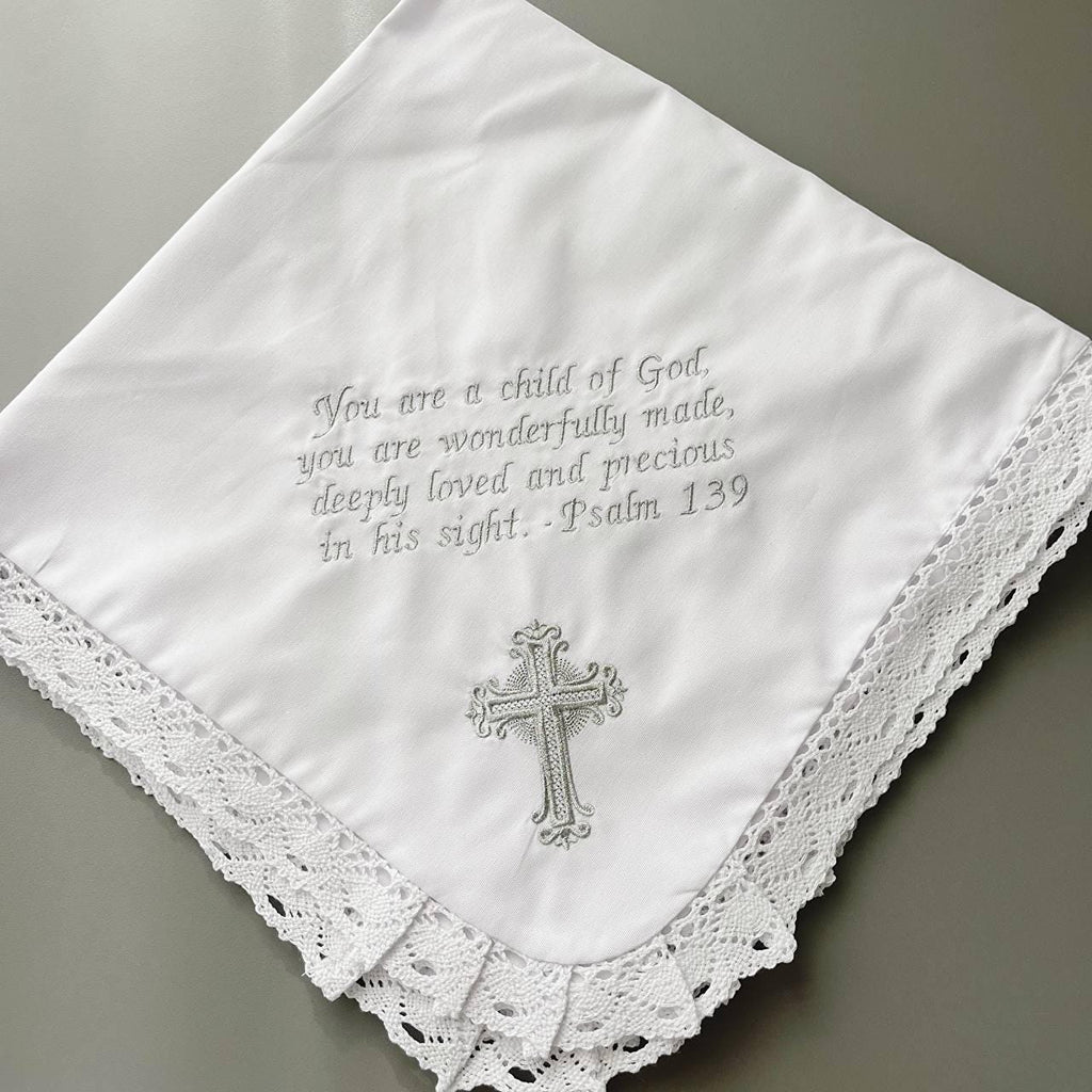 Personalized Linen Christening Set – Custom Embroidered Baptism Outfit & Blanket