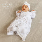 Luxury Baby Baptism Dress  Set – White Baby Girl Christening Gown with Lace – Newborn Baptism Outfit