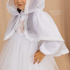 Girl’s christening outfit with hooded veil