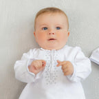 Baby Boy Baptism Outfit – White Linen Christening Set with Shirt, Pants, Booties & Hat