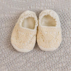 Linen Baby Baptism Outfit Set with Natural Lace – Dress, Bonnet, Headband, Pants & Booties
