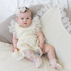 Ivory Muslin Baptism Set for Baby Girl