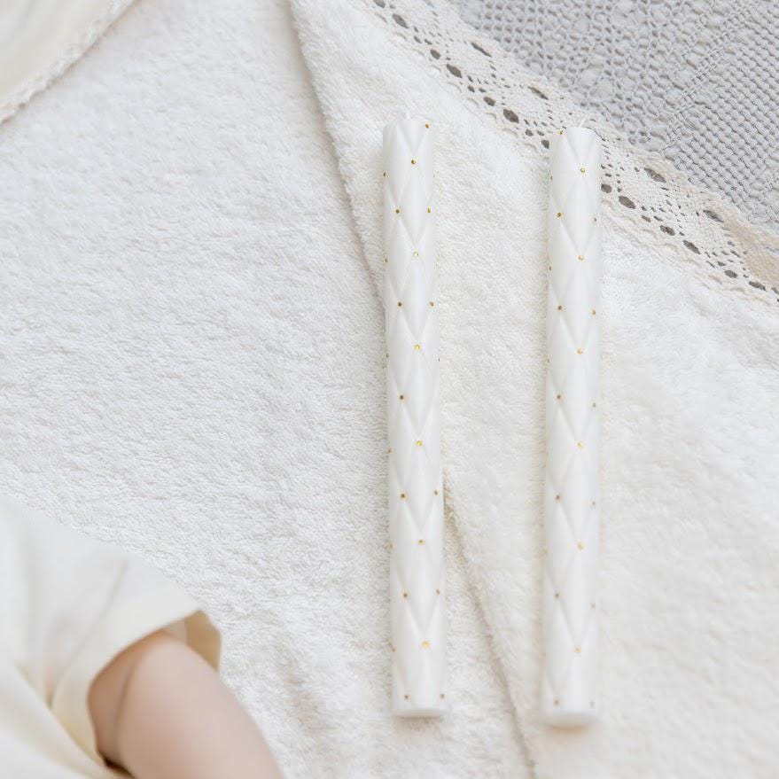 Ivory Linen Baby Baptism Outfit with Hooded Towel | Christening Set with Angel Embroidery