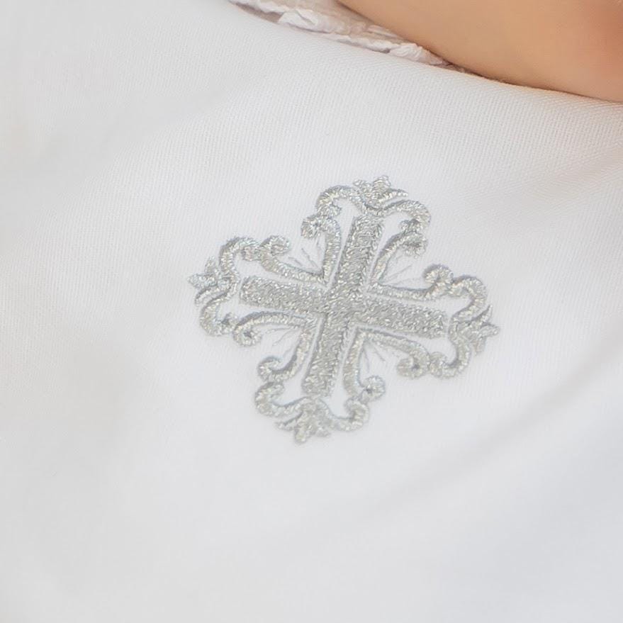 Baby Boy Christening Set – Linen Outfit, Hooded Towel, Candles & Cross Pillow