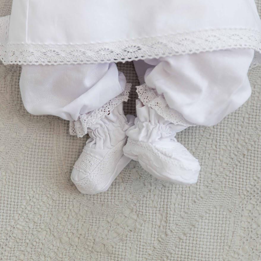 Baby Linen Baptism Outfit – Shirt, Pants, Booties & Bonnet Set