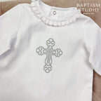 Baby Linen Baptism Outfit – Shirt, Pants, Booties & Bonnet Set