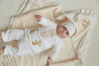 Luxury Christening Set – Personalized Linen & Fleece Blanket with Velour Outfit