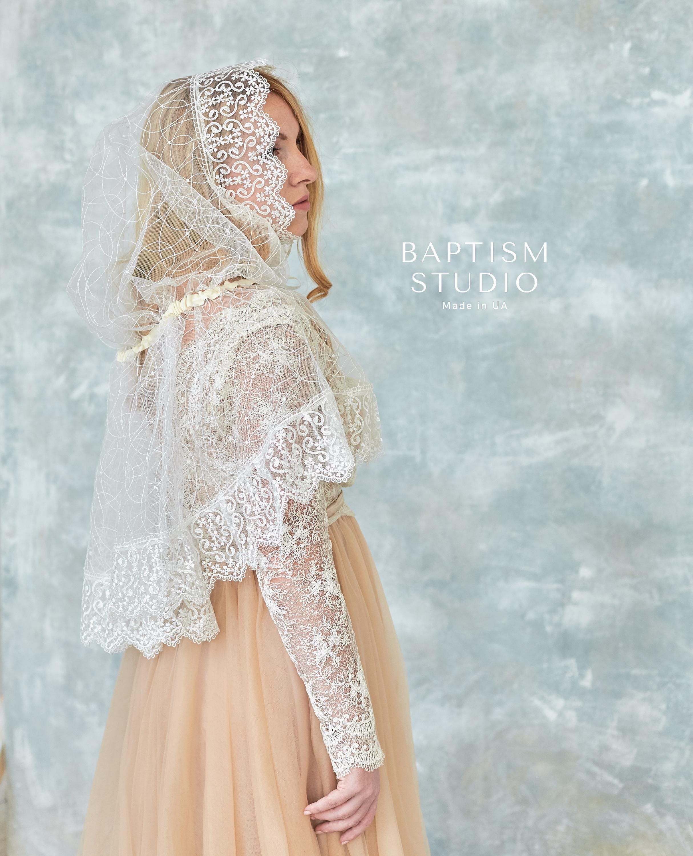 Elegant Lace Baptism Veil