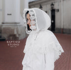 Christian baptism veil with delicate lace trim