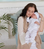 Handmade baby boy baptism outfit in natural linen