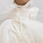 Luxury Linen Christening Outfit – Ivory Baptism Set for Baby Girl - Outfit & Blanket, mini pillow, candles
