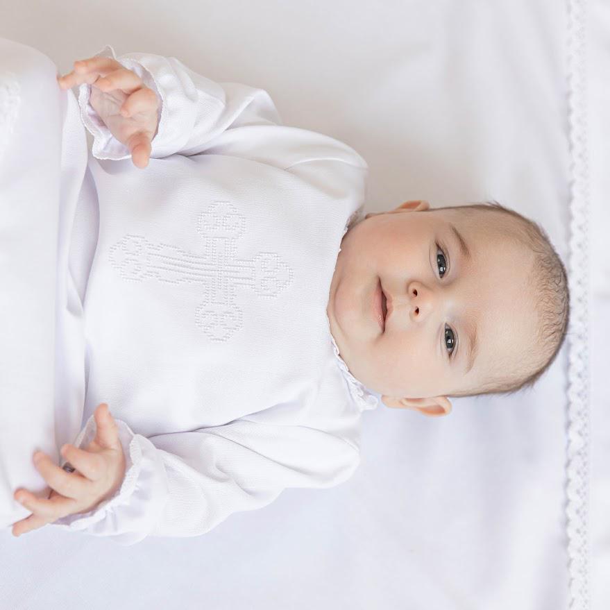 Baby Christening Set with Linen Blanket – Natural Baptism Outfit for Boys & Girls