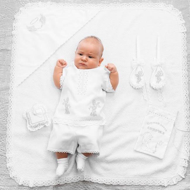 Linen Baby Boy Christening Set – Baptism Clothes with Blanket, Candle Covers & Accessories for Newborn Boy