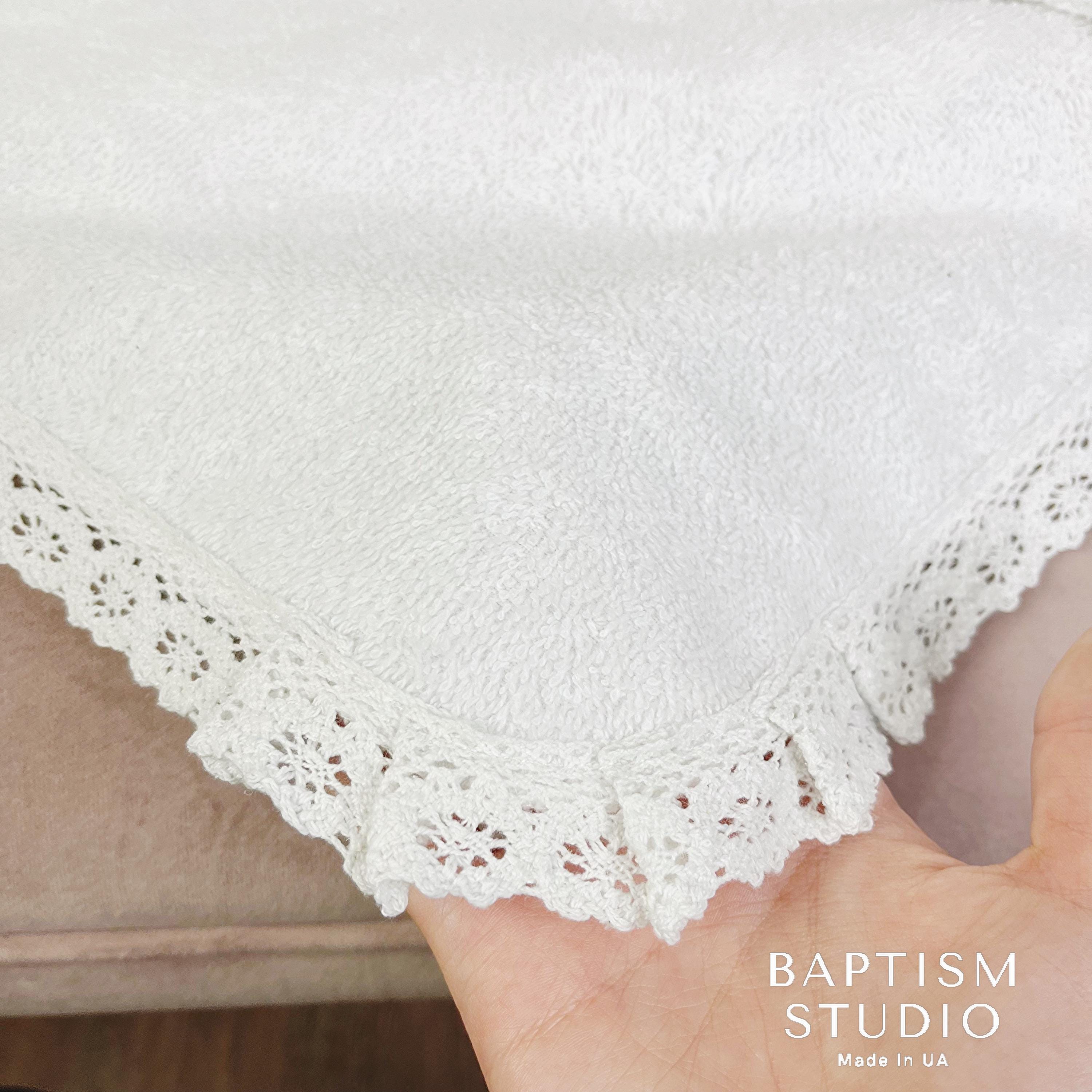 Christening Towel with Hood – Soft Cotton Baptism Blanket, Absorbent Terry Cloth, Personalized Baby Baptism Gift