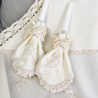 Linen Baptism Set for Baby – Christening Outfit with Blanket, Booties, Hat & Candles | Personalized Christening Gift