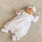 Luxury Baby Baptism Dress  Set – White Baby Girl Christening Gown with Lace – Newborn Baptism Outfit