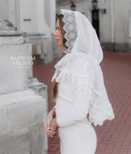 Lace Chapel Veil for Church | White Mantilla Head Covering