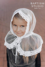 White Lace Baptism Scarf for Girls – Child Church Veil | Orthodox Head Covering