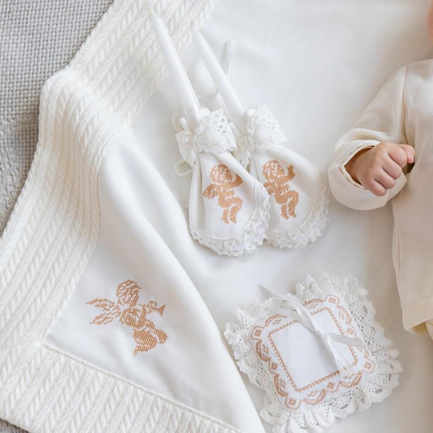 Luxury Linen Christening Set – Ivory Beige Embroidery