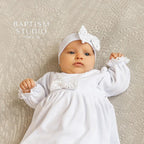 Luxury Baby Baptism Dress  Set – White Baby Girl Christening Gown with Lace – Newborn Baptism Outfit
