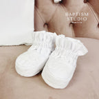 Baby Linen Baptism Outfit – Shirt, Pants, Booties & Bonnet Set