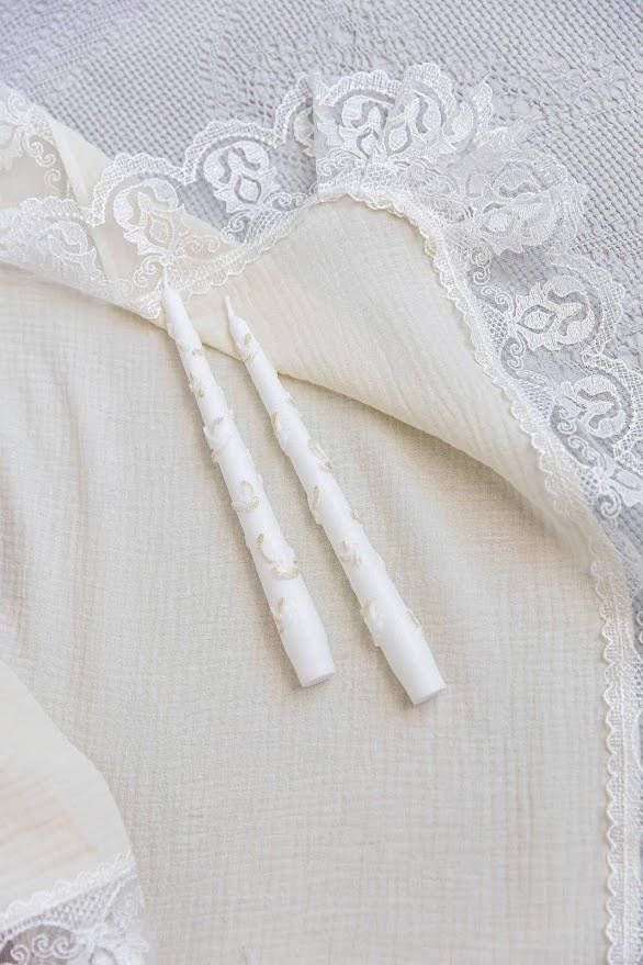 Baby girl christening outfit in ivory muslin fabric