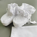 Linen Baby Baptism Outfit | White Christening Set | Embroidered Newborn Clothes | Unisex Dedication Gift | 4-Piece Baby Set
