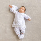 Deluxe Baby Baptism Set – Embroidered Christening Outfit & Linen Angel Blanket