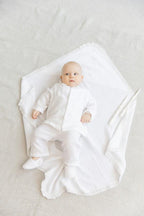 Personalized Baby Baptism Set – Soft Muslin Blanket, Outfit, and Soy Candles Gift Set