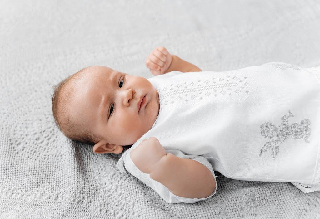 Linen Baby Boy Christening Set – Baptism Clothes with Blanket, Candle Covers & Accessories for Newborn Boy