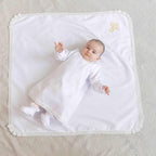 Baby Christening Set with Linen Blanket – Natural Baptism Outfit for Boys & Girls