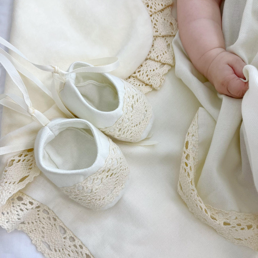 Complete Baptism Set for Baby Girl  – Linen & Velour