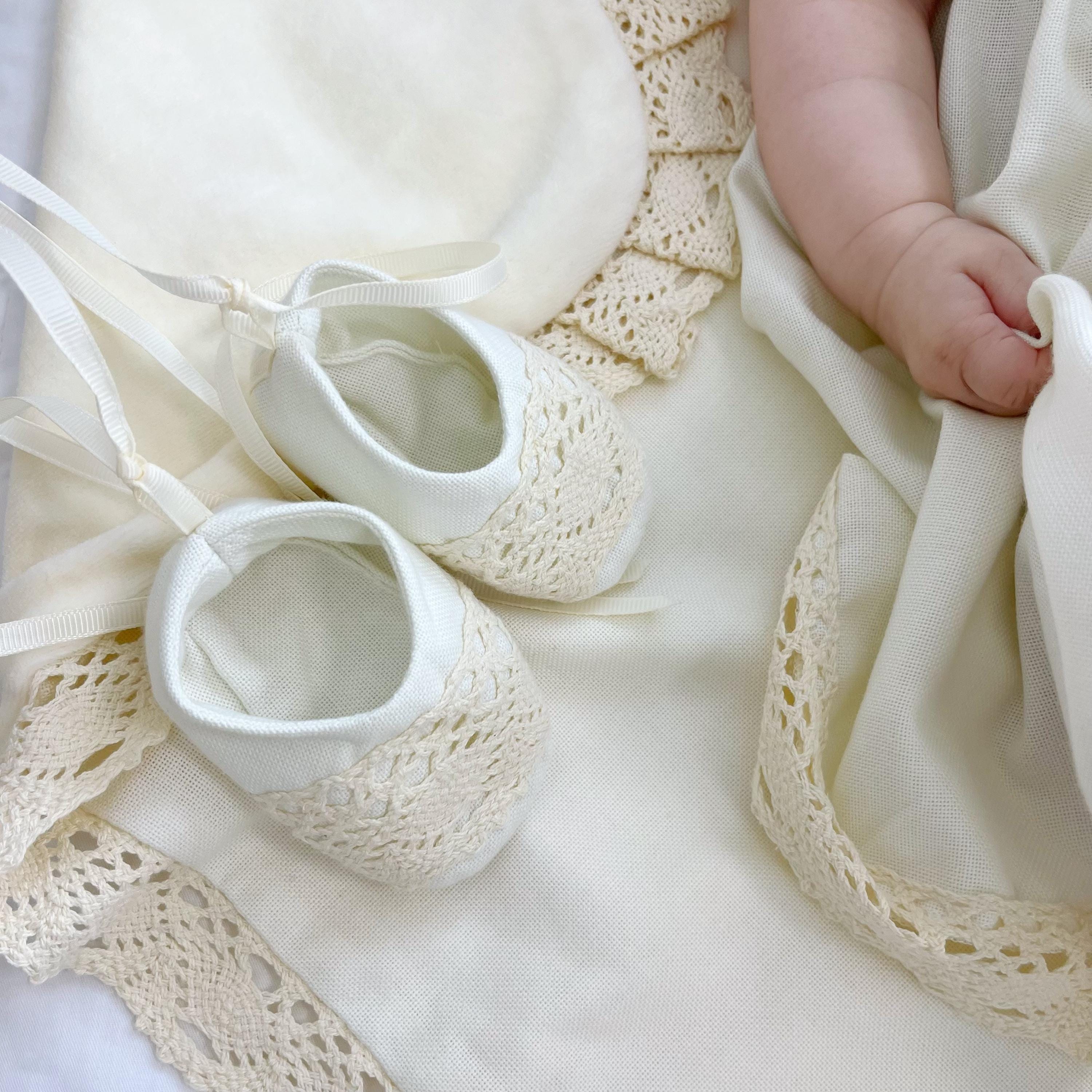 Complete Baptism Set for Baby Girl  – Linen & Velour