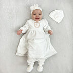 Personalized Baby Baptism Outfit Set – Ivory Velour Christening Set with Initial