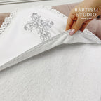 Christening Towel with Hood – Soft Cotton Baptism Blanket, Absorbent Terry Cloth, Personalized Baby Baptism Gift