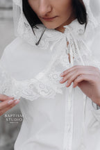 Elegant Lace Head Covering – Orthodox Baptism Veil for Women