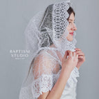Infinity lace chapel veil mantilla handcrafted