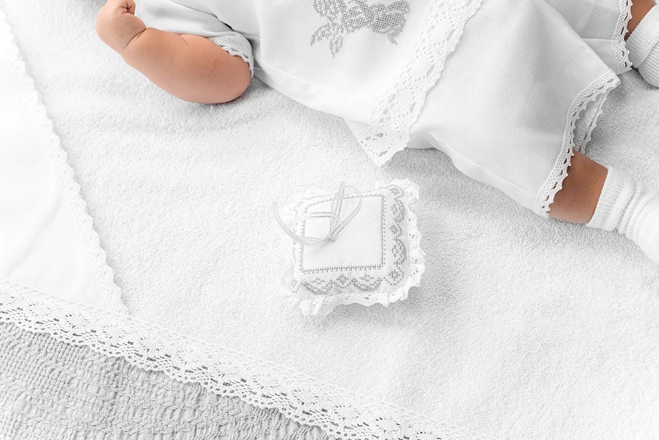 Linen Baby Boy Christening Set – Baptism Clothes with Blanket, Candle Covers & Accessories for Newborn Boy